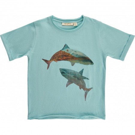 Soft Gallery Jaden Sharks ss tee Canal Blue (Shirts)