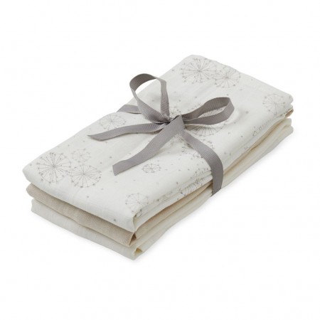CamCam Muslin Cloth, Mix 3 Pack Mix Dandelion Natural, Light Sand, Cream White (Muslin cloths)