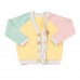 Mimookids Close-Me Cardigan V-Neck, Sand/Apple Green/Rose (Sweaters)